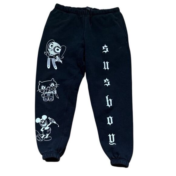 Sus Boy Black Grsphic Sweatpants Joggers Small Lil Peep - Picture 1 of 8
